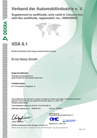 Zertifikat VDA 6.1